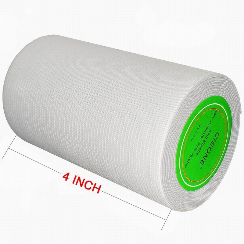 CISONE Knit Elastic 4 Inch Wide White Heavy Stretch High Elasticity Knit Elastic Band 3 Yards - Image 3